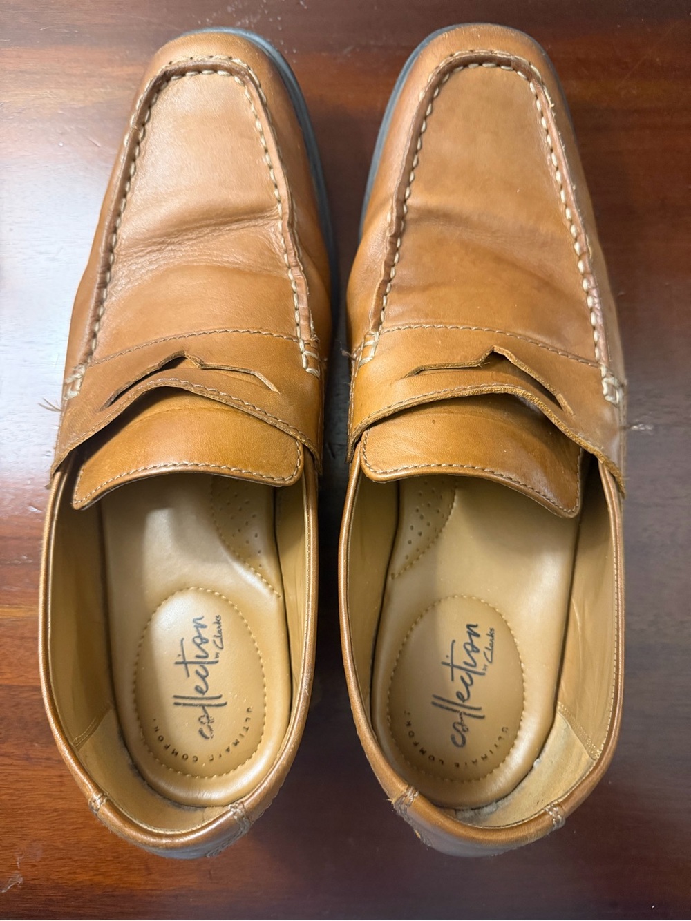 clarks collection penny loafers 🍂 tan leather men's